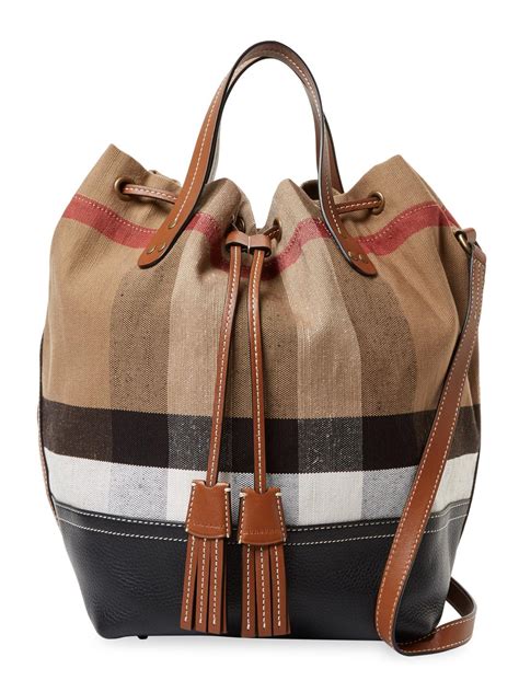 burberry small canvas check bucket bag|authentic Burberry bag online.